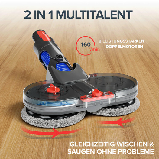 Dyclean Elektrischer Wischaufsatz passend für Dyson inkl. 6 Wischpads